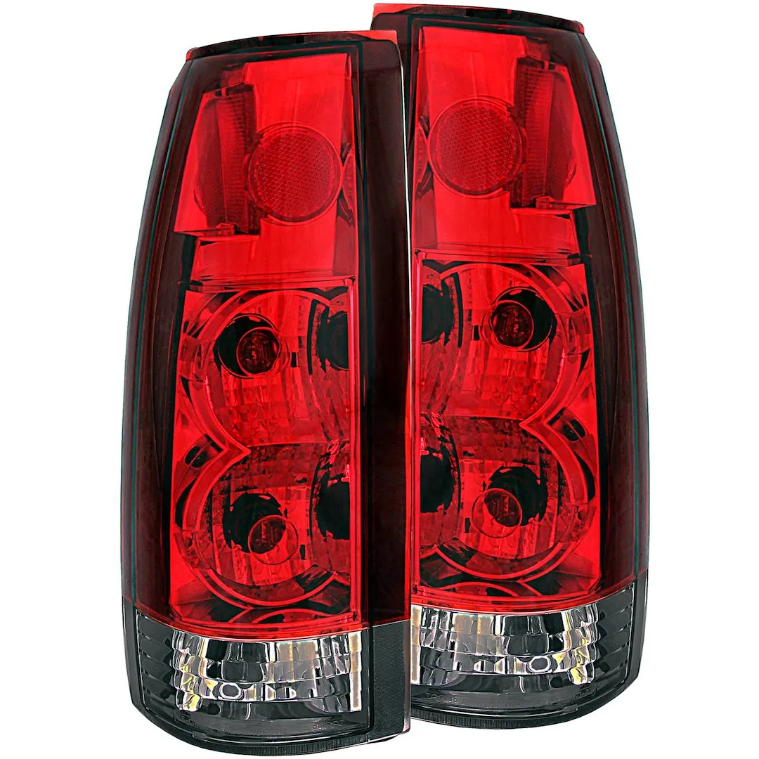 211157 – ANZO Tail Light Assembly, Uses Stock Bulbs Red/ Smoke Lens Chrome Housing Set of 2
